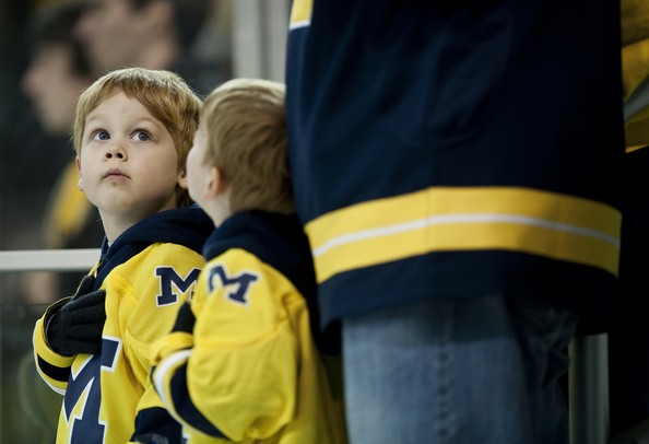 Aron Novesky, four, during the National Anthem before the game between Michigan and Miami of Ohio on Saturday. Daniel Brenner I AnnArbor.com